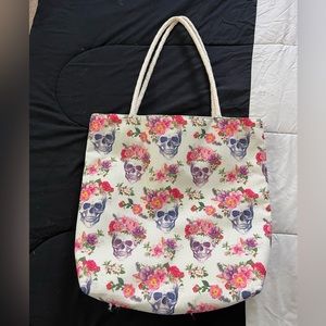 Skull and Flowers Shoulder Bag